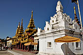 Bagan Myanmar. Shwezigon pagoda. The precinct is full of numerous images, inscribed bells, stone inscriptions and other paraphernalia.  